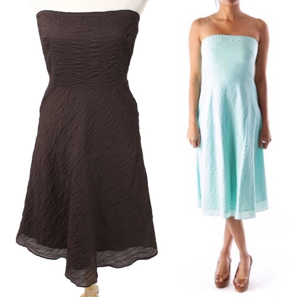J. Crew Dresses & Skirts - 🍍J. CREW Brown Textured Fit & Flare Strapless Summer Dress